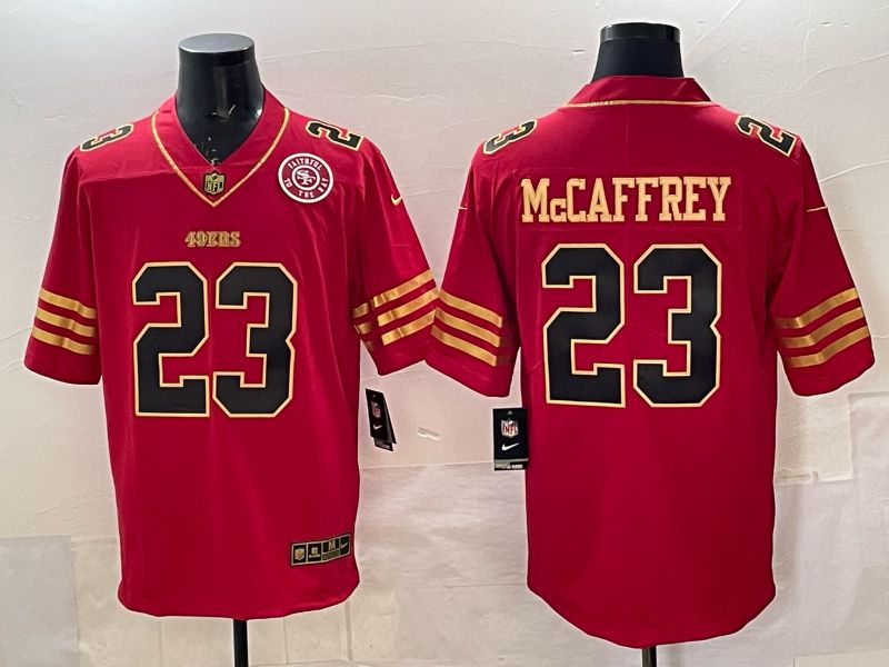 Men 2025 Nike San Francisco 49ers #23 Mcaffrey Red gold 5th generation Limited NFL Jersey 0066->san francisco 49ers->NFL Jersey
